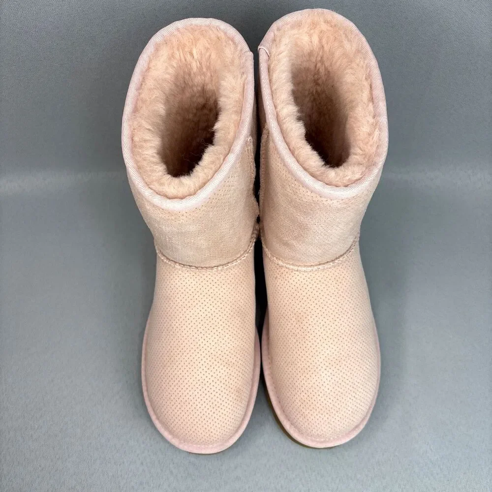 Womens 7 UGG Boots Classic Short Baby Pink Perforated Boho Festival w/ Box RARE! - Picture 9 of 15
